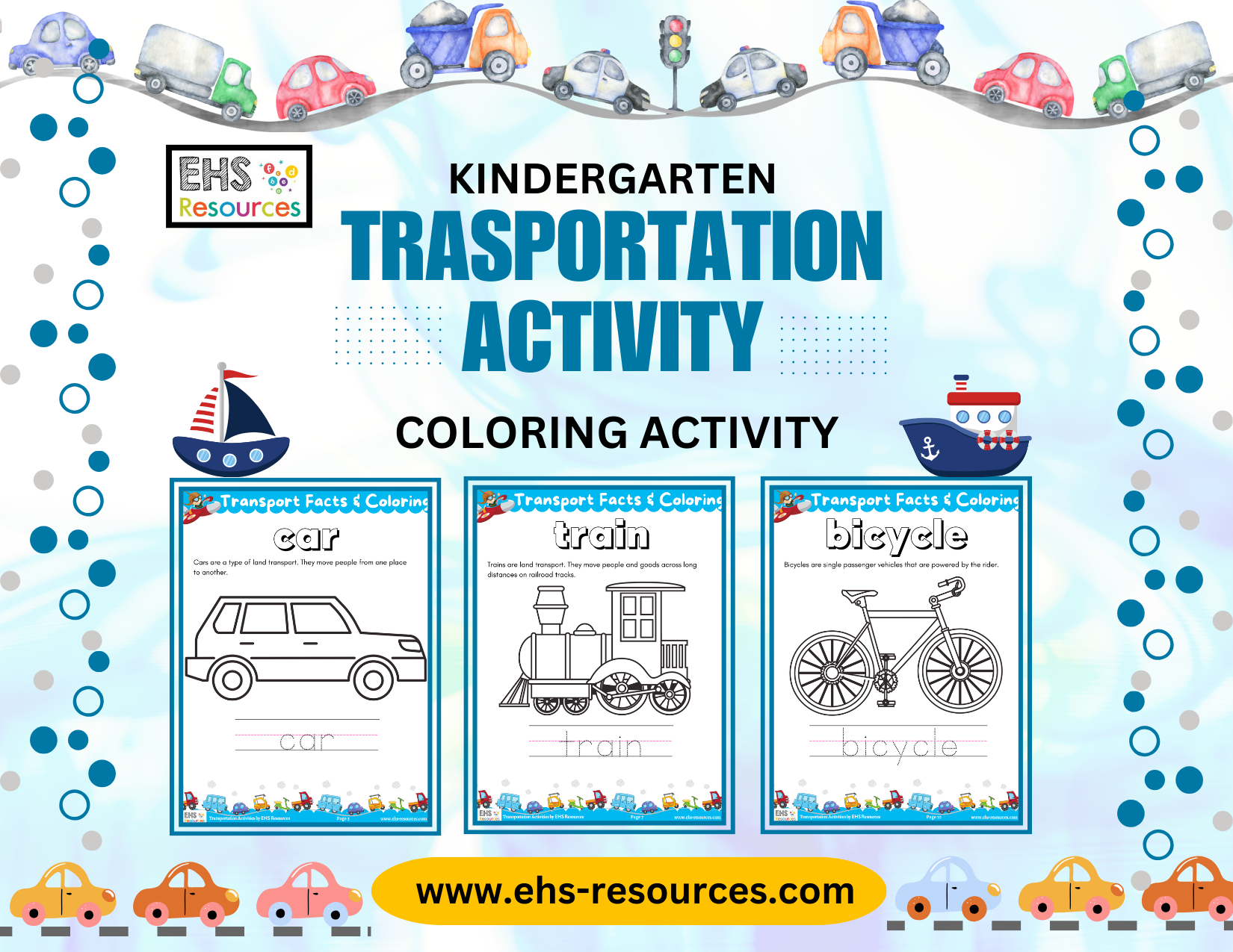 Kindergarten Transportation Activities- coloring activities
