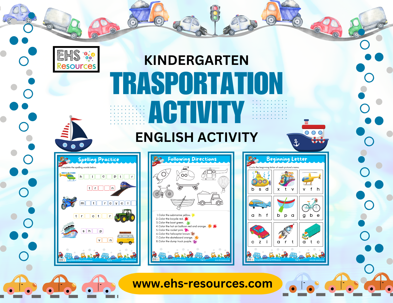 Kindergarten Transportation Activities- English activities