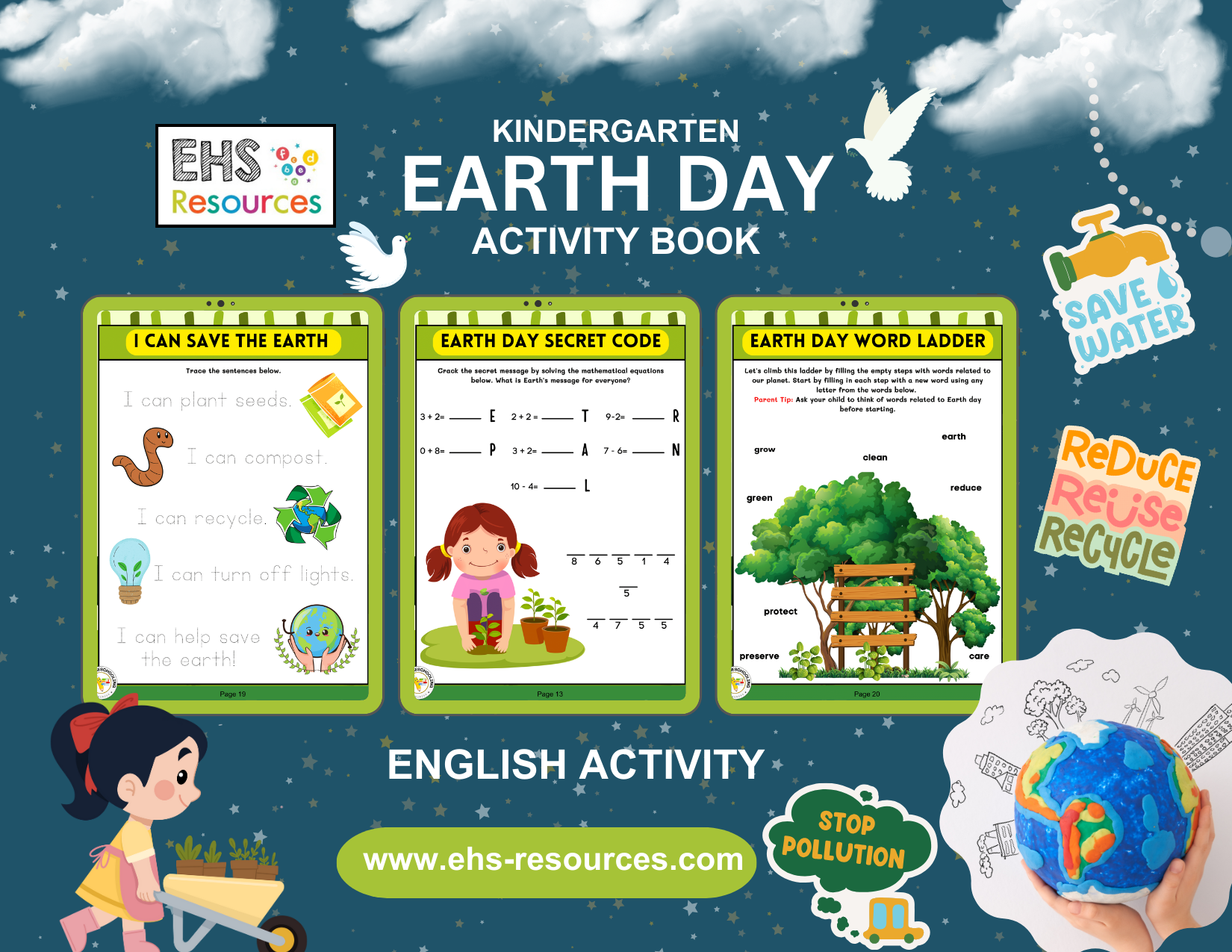 Earth Day Kindergarten Worksheets- english Activities