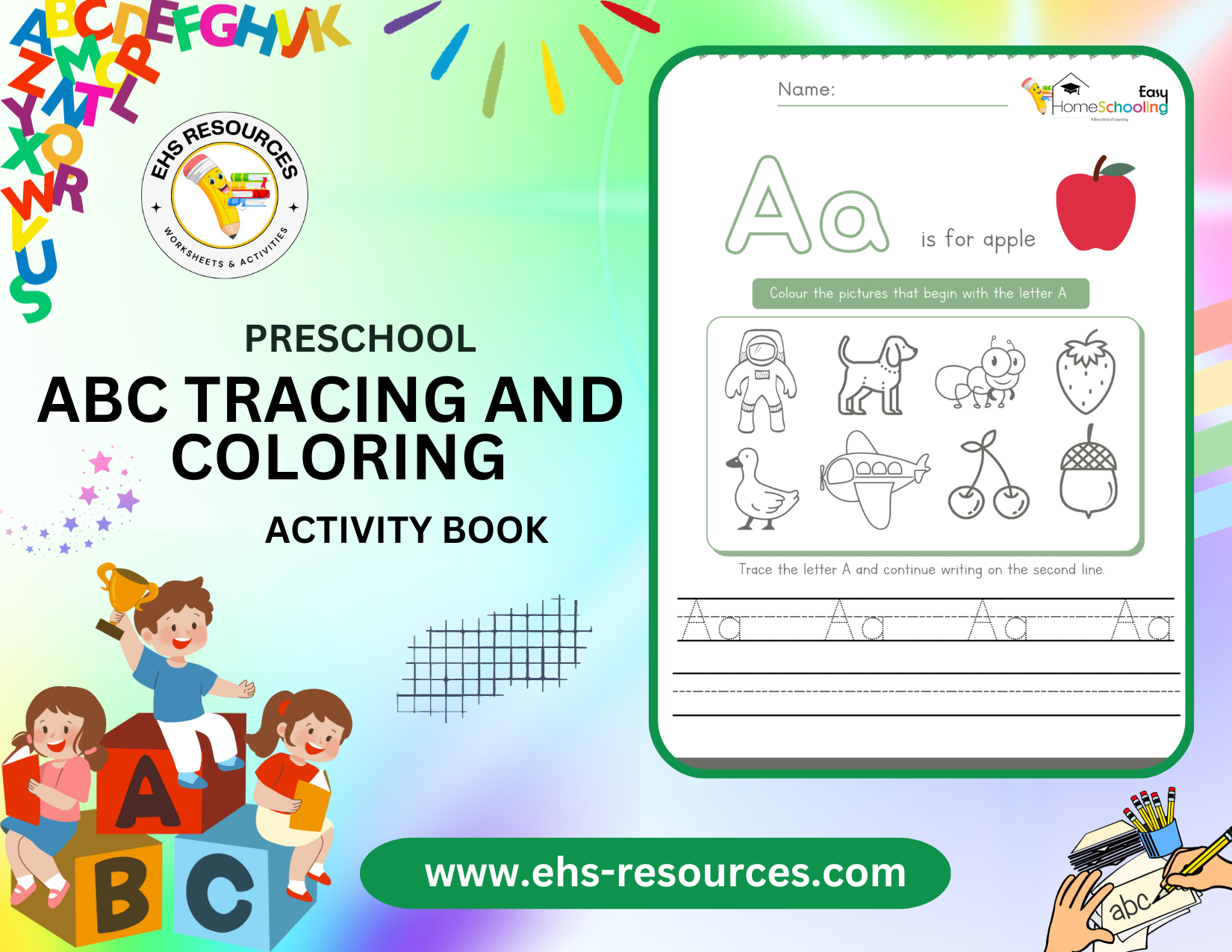 ABC Tracing And Coloring Letter A Worksheet For Preschool