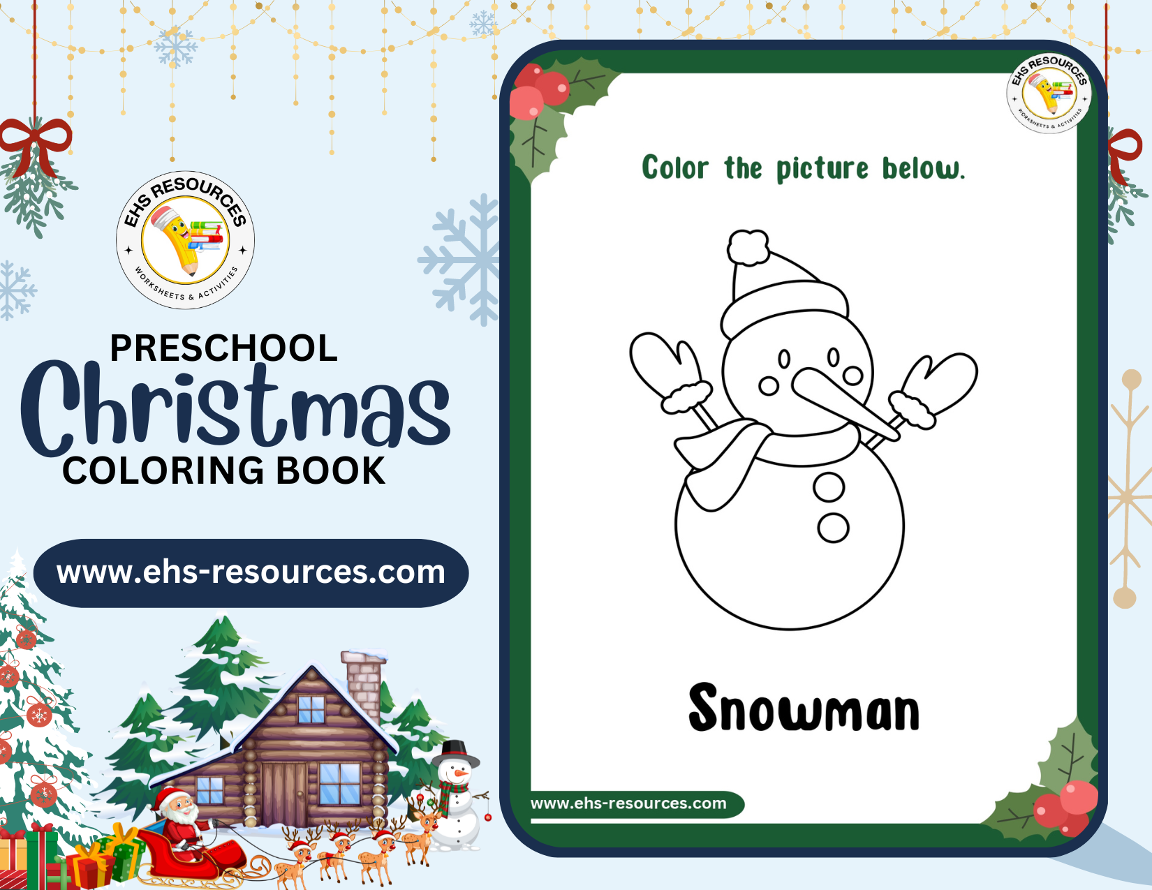 Christmas Coloring Book Preschool- Worksheet 1
