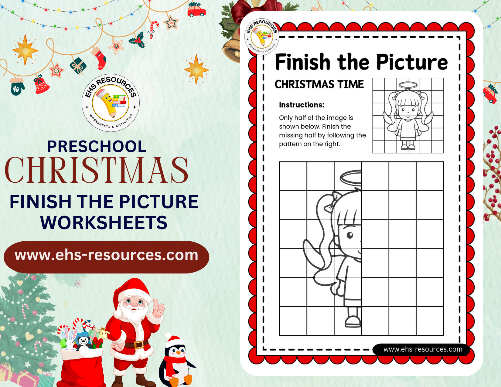 Christmas Finish the Picture - Worksheet 1