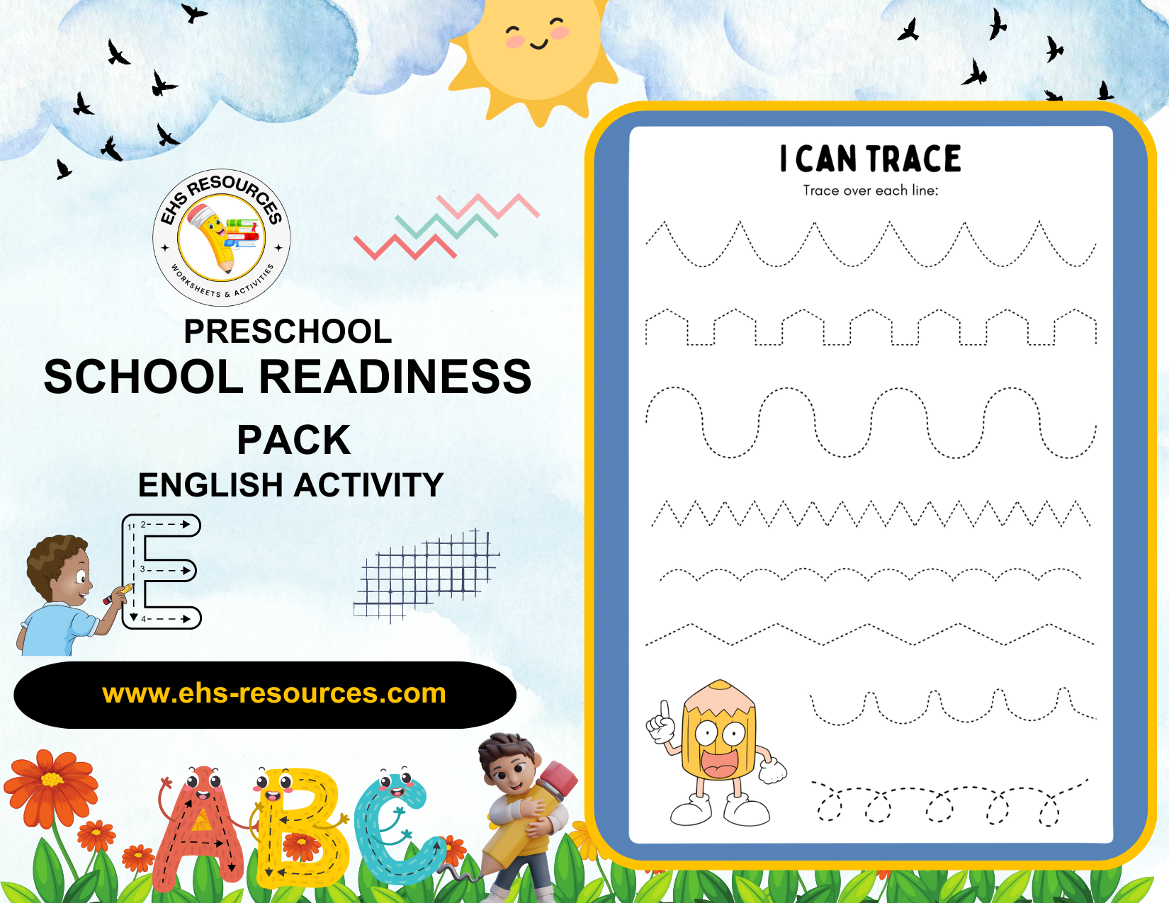 School Readiness Pack For Preschool- Worksheet Page 1