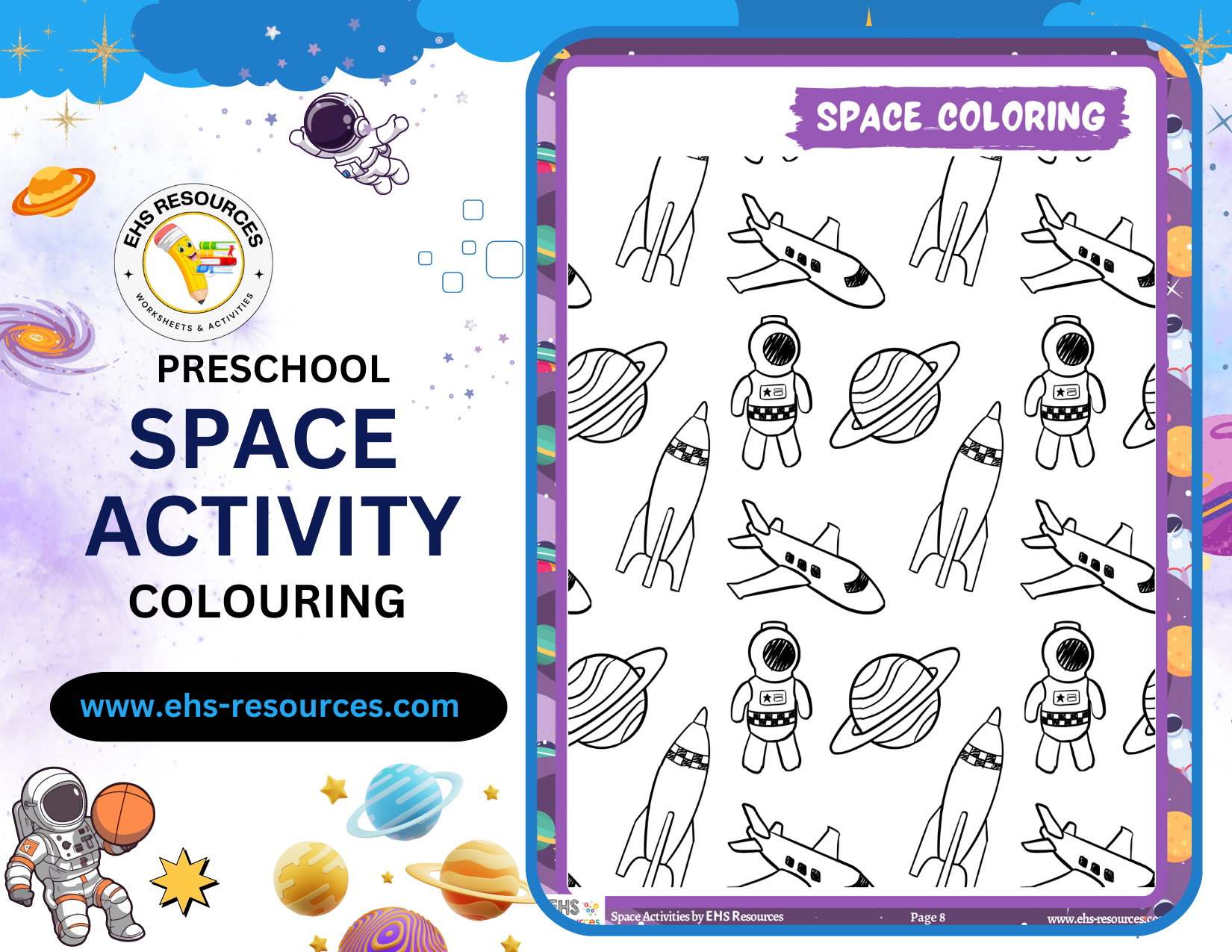 Space Activity Book for Preschool- Worksheet 1