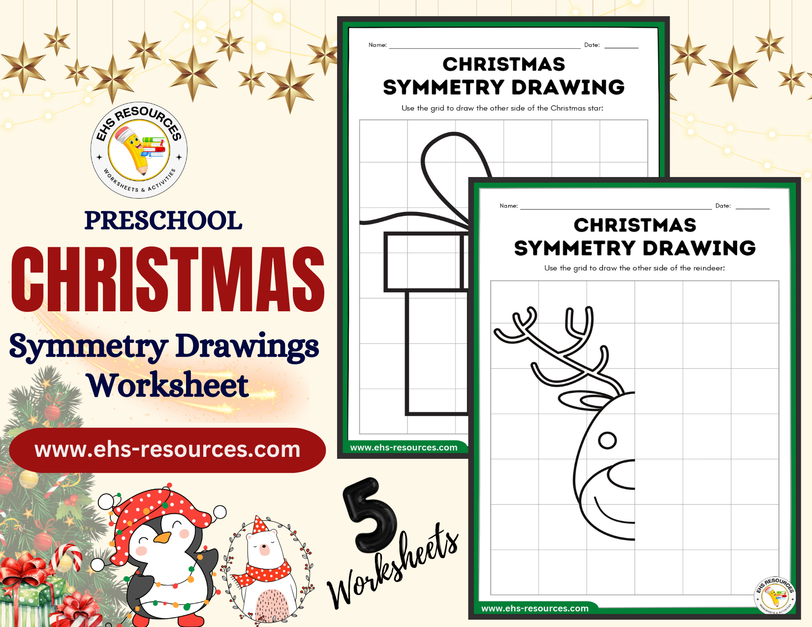 Christmas Symmetry Drawings Worksheet - Final Buy