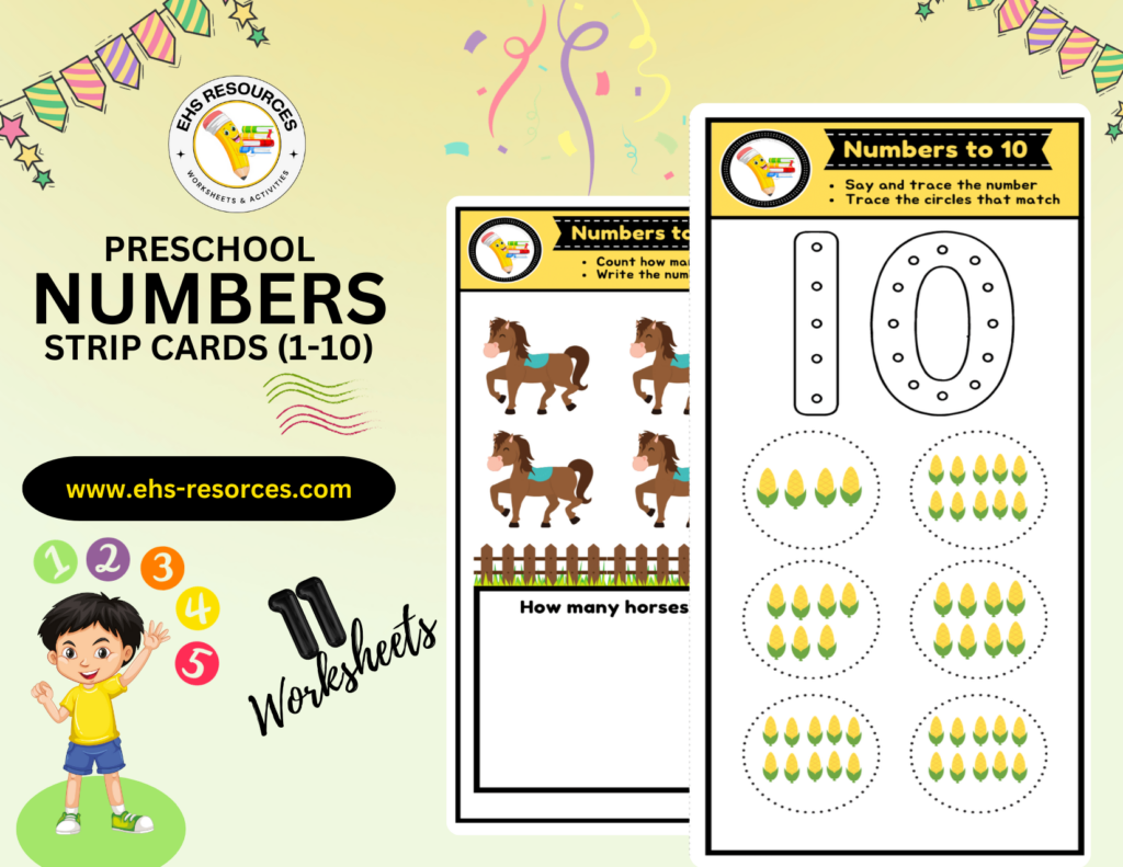 Number Strip Cards (1-10) for preschool- Final Page