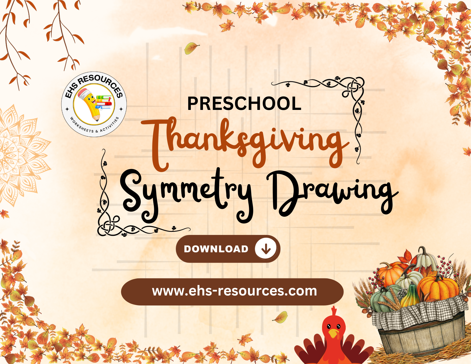 Thanksgiving Symmetry Drawings Worksheet - DOWNLOAD