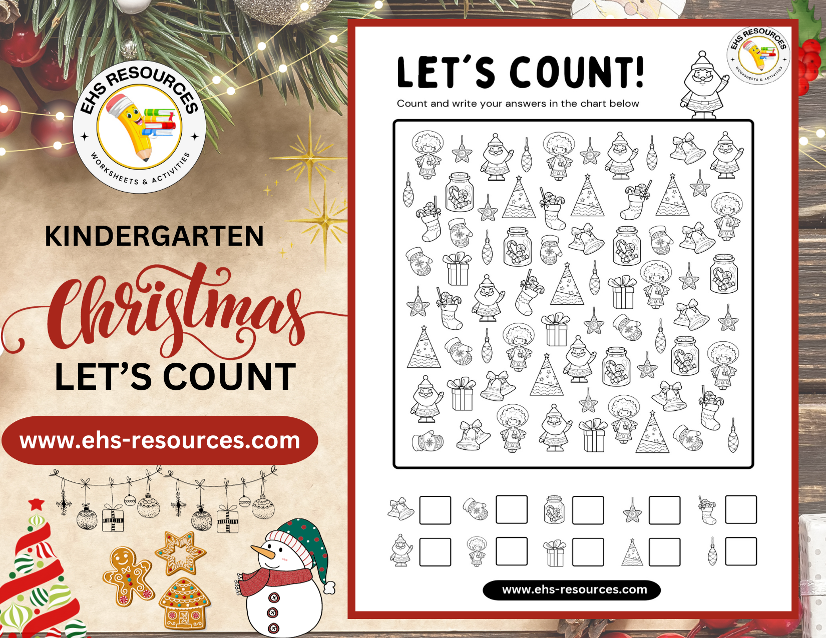 Christmas Let's Count Kindergarten - Final Page