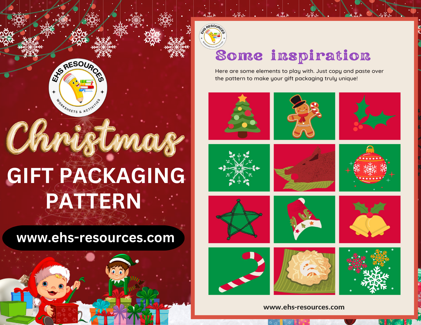 Christmas Gift Packaging Pattern - Worksheet 1