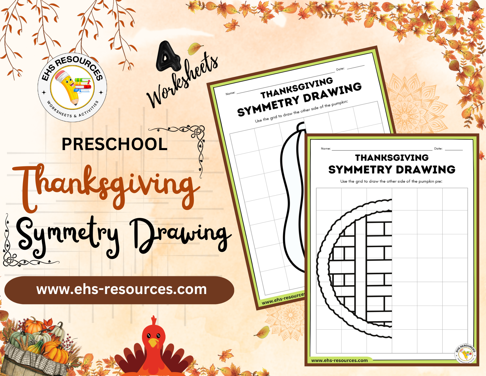 Thanksgiving Symmetry Drawings Worksheet - FINAL