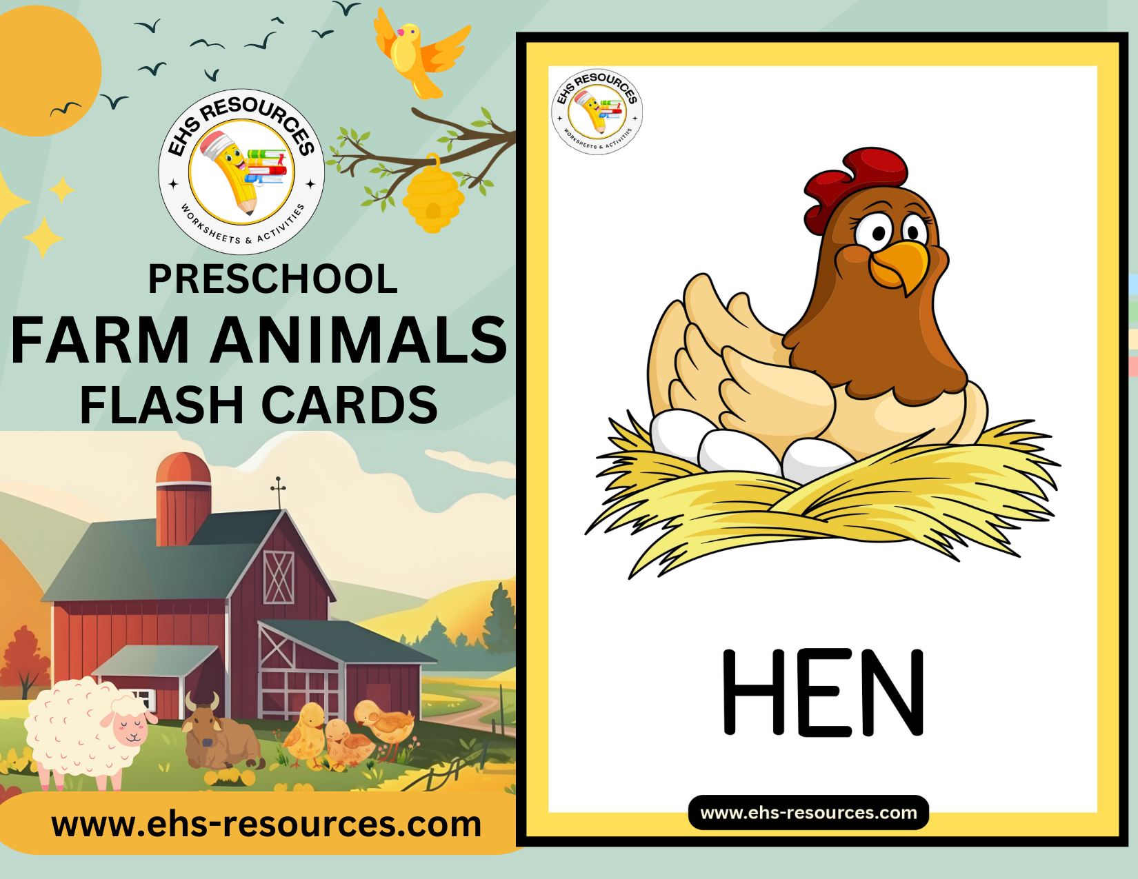 farm-animals-flash-cards-preschool-hen