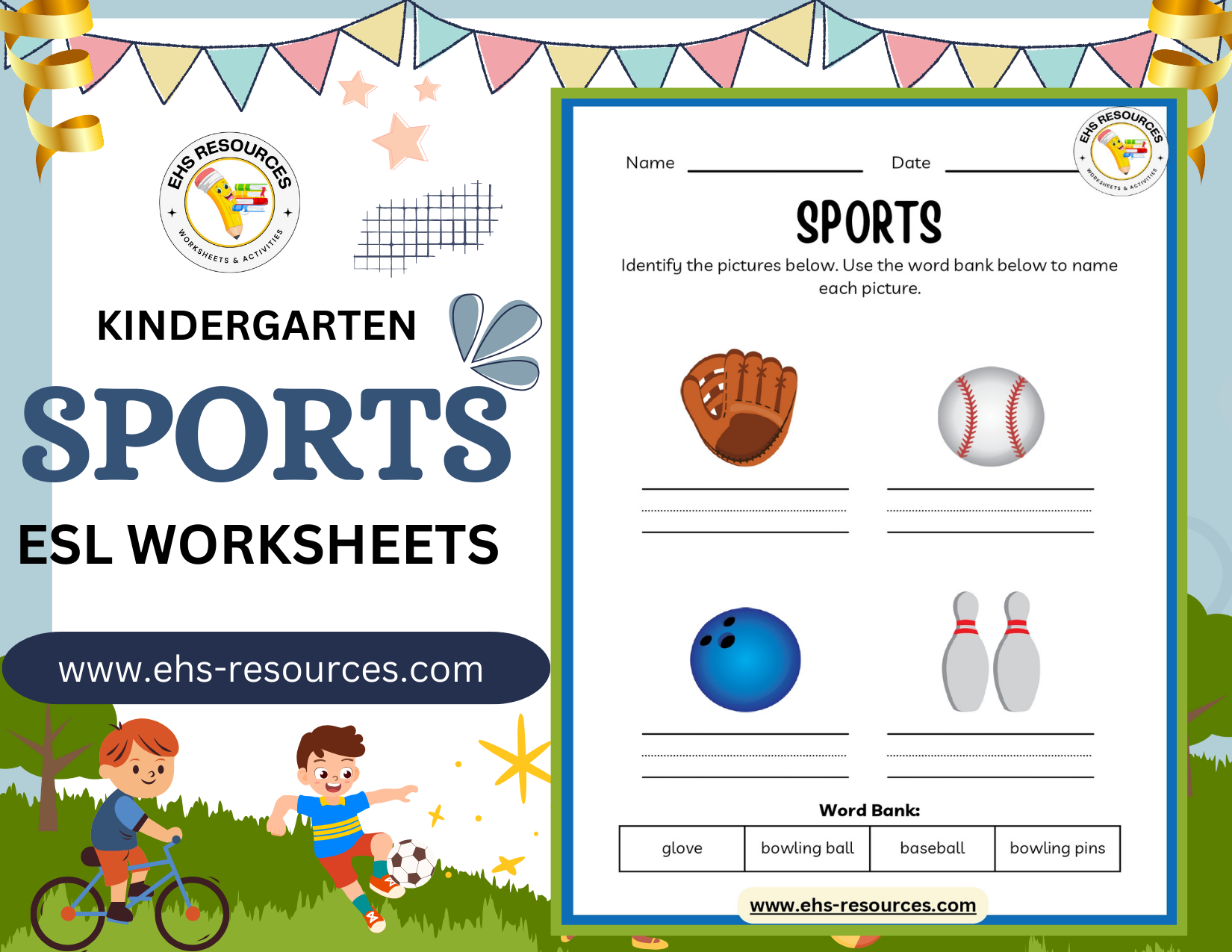 sports-esl-worksheet-for-kids-kindergarten-word-bank