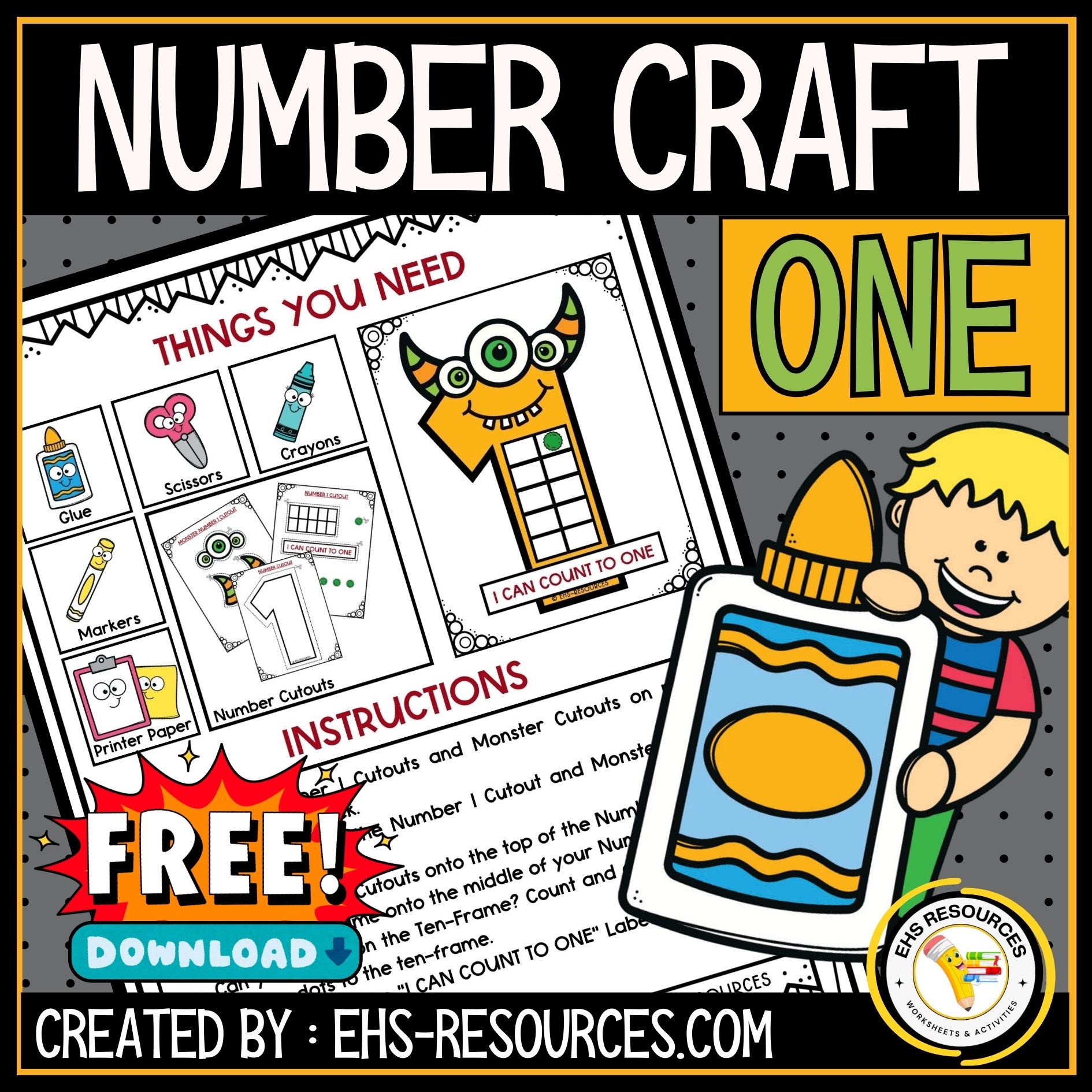 Number-1-Monster-Craft-Math-Activity-Free-Sample