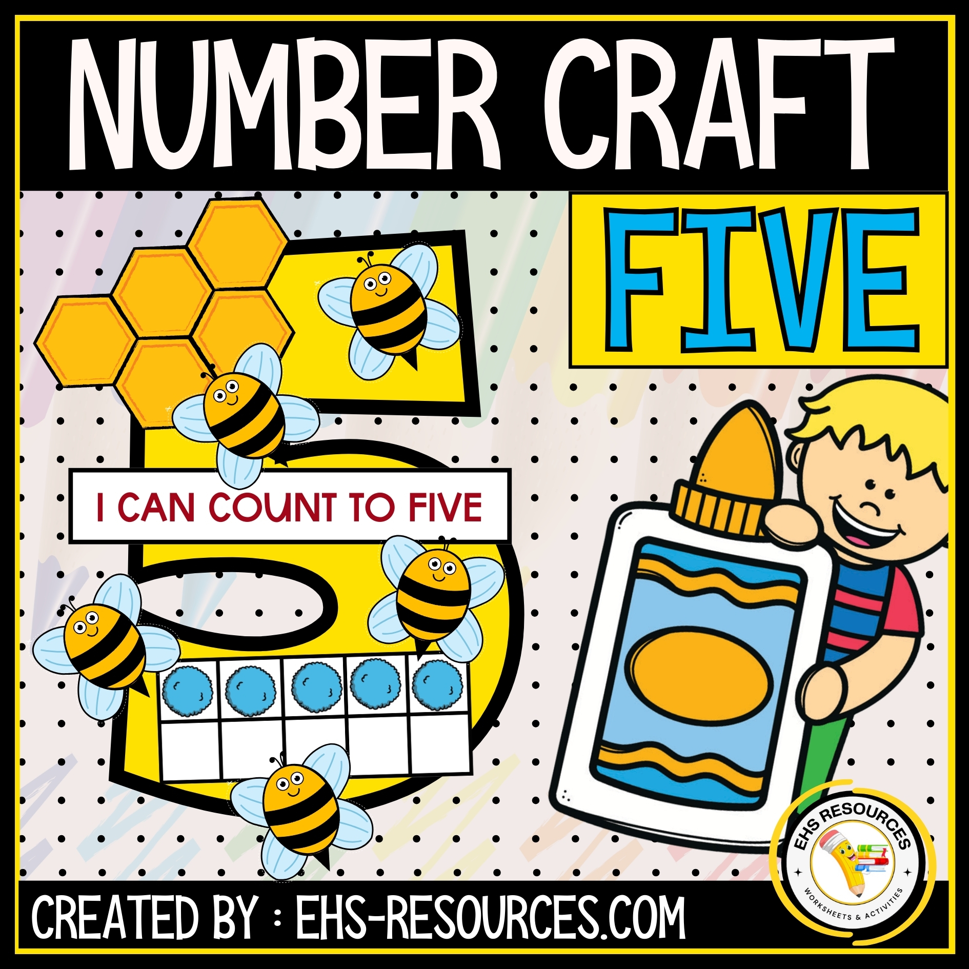 Number-5-Bee-Craft-Math-Activity