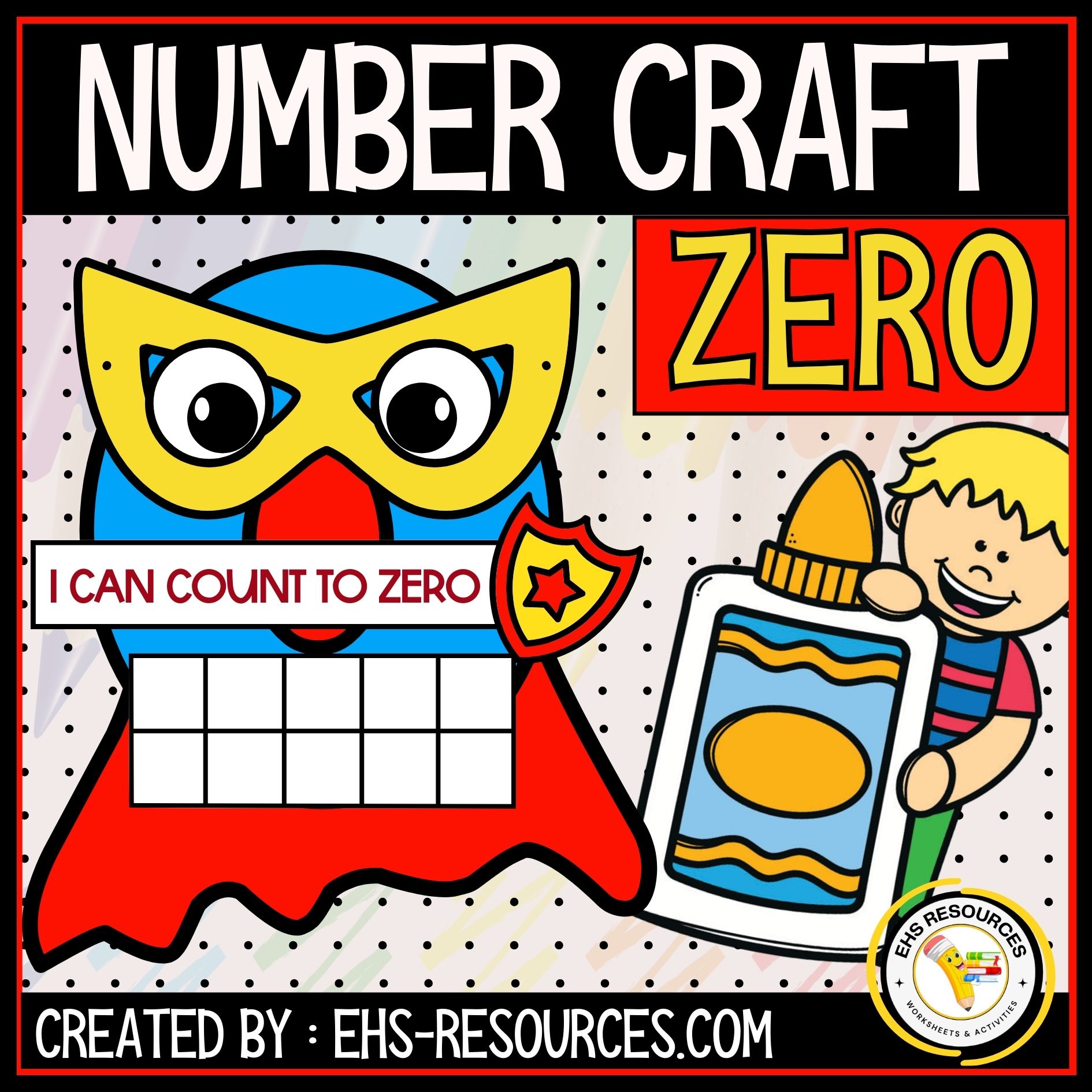 Number-Zero-Super-hero-Craft-Math-Activity